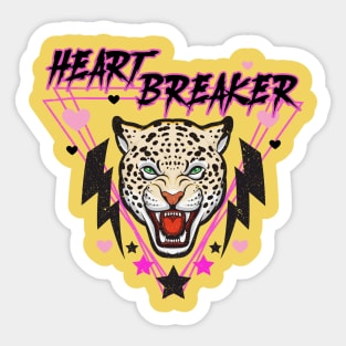 Retro Anti-Valentines Day Heart Breaker 80s 90s Leopard Sticker